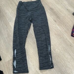 Small Aerie Gray high waisted capri cropped Leggings with cutouts